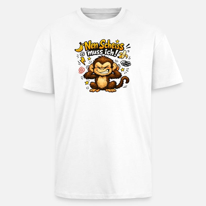 Nen Scheiss Muss Ich Affe - Oversized Heavyweight Unisex T-Shirt - Weiß