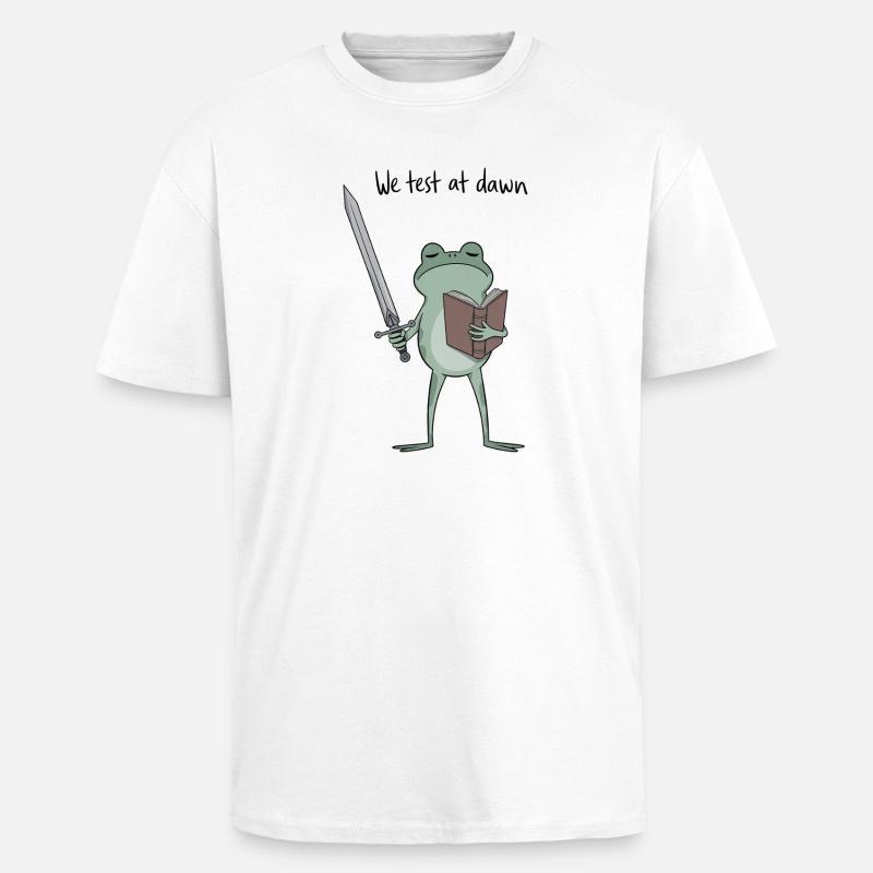Dawn Duel Frog : Épée & Tome - T-shirt unisexe oversize épais - blanc