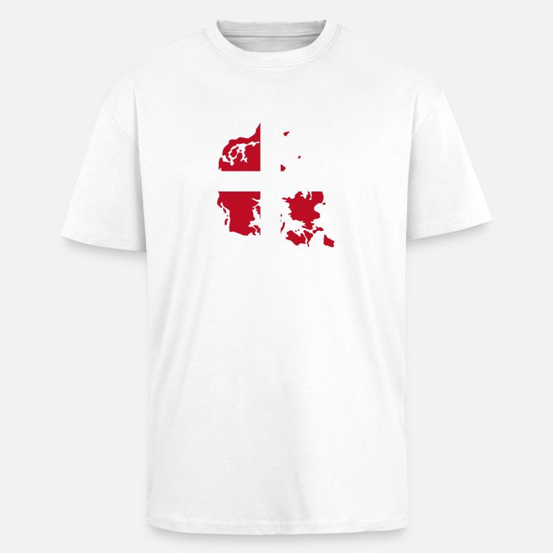 Carte du drapeau du Danemark - T-shirt unisexe oversize épais - blanc