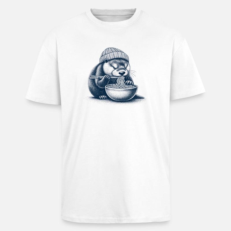 Ramen Otter - Oversized Heavyweight Unisex T-Shirt - Weiß