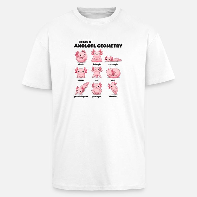 Axolotl Geometry Basics Funnier - Unisex Oversized Heavyweight T-shirt - white