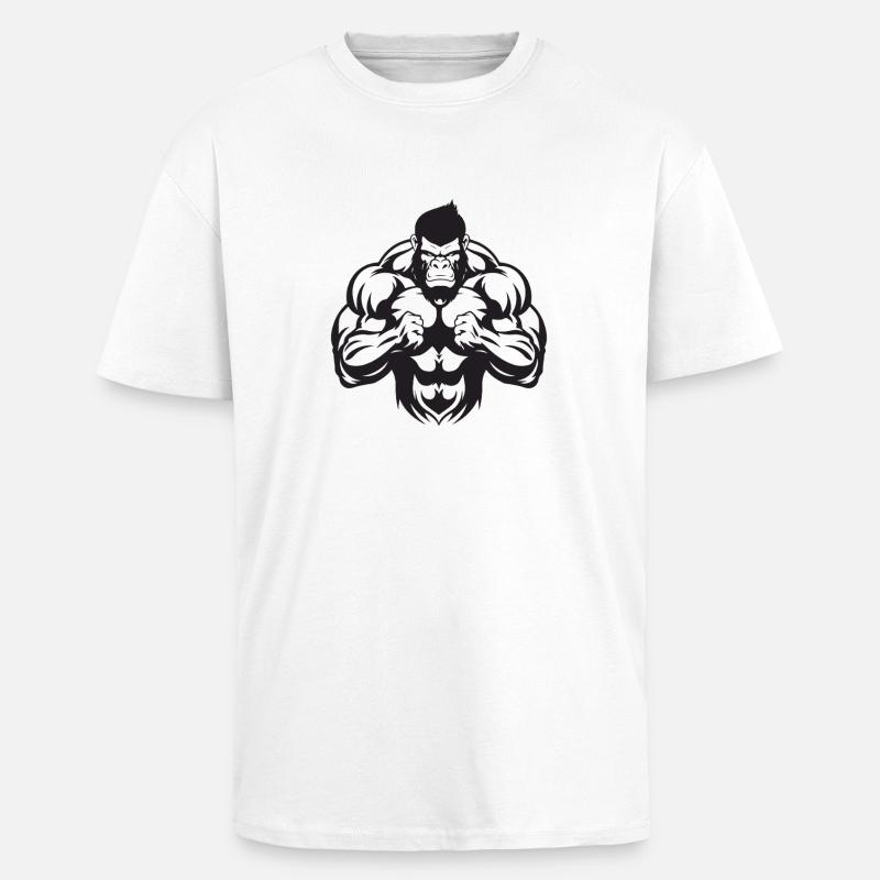 Gorilla Bodybuilding - Oversized Heavyweight Unisex T-Shirt - Weiß