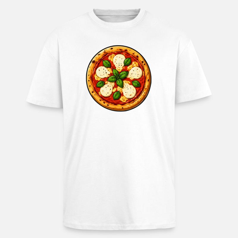 Basil Pizza Comic - Unisex Oversized Heavyweight T-shirt - white