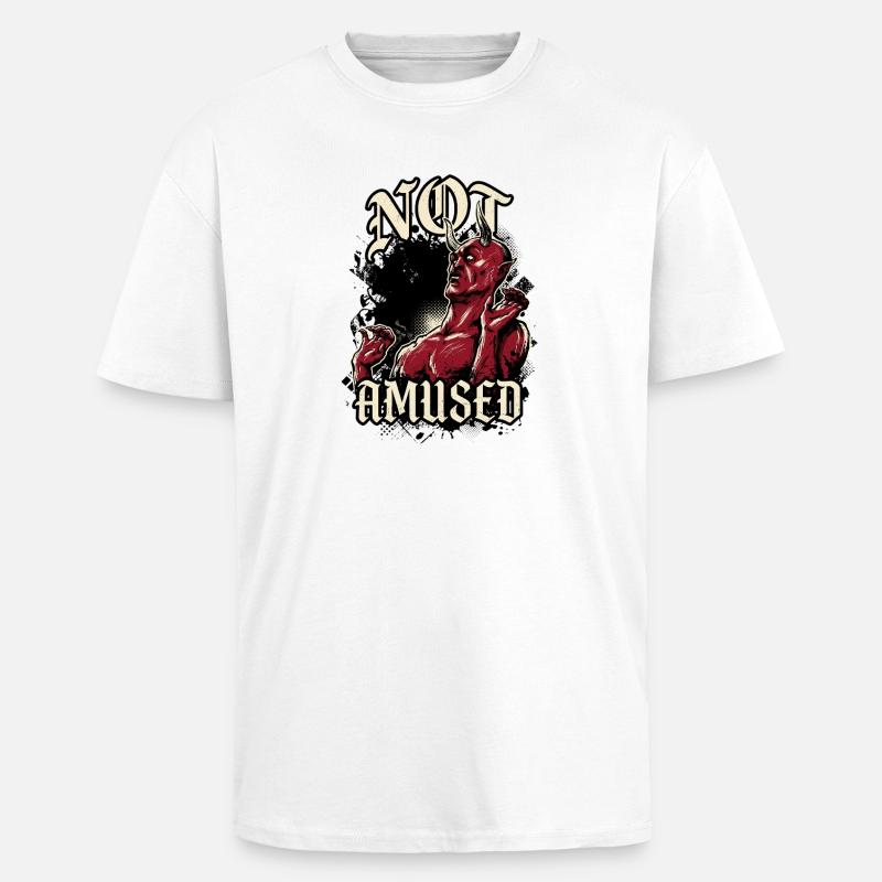 Diable Rouge Pas Amusé Drôle - T-shirt unisexe oversize épais - blanc