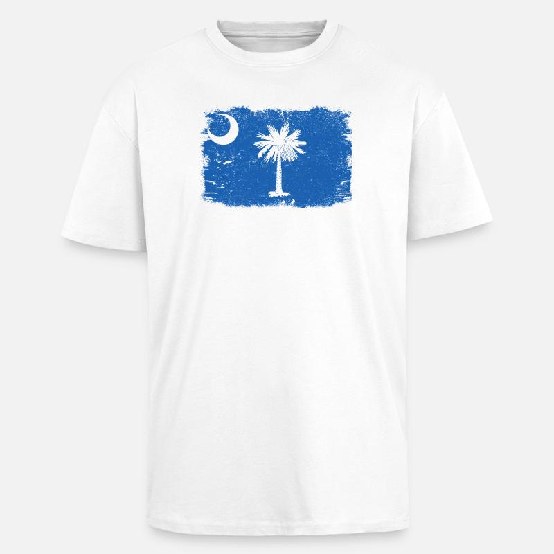 Drapeau de Caroline du Sud vieilli - T-shirt unisexe oversize épais - blanc