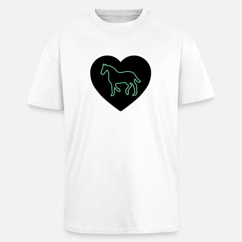Chevaux - T-shirt unisexe oversize épais - blanc