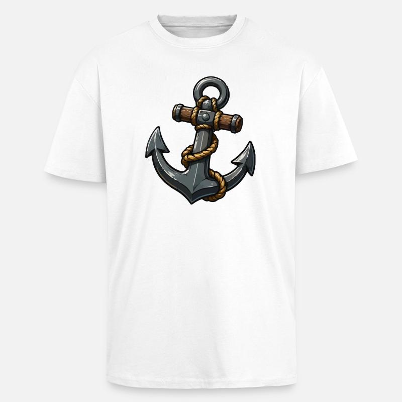 Anker mit Seil Cartoon-Design - Oversized Heavyweight Unisex T-Shirt - Weiß