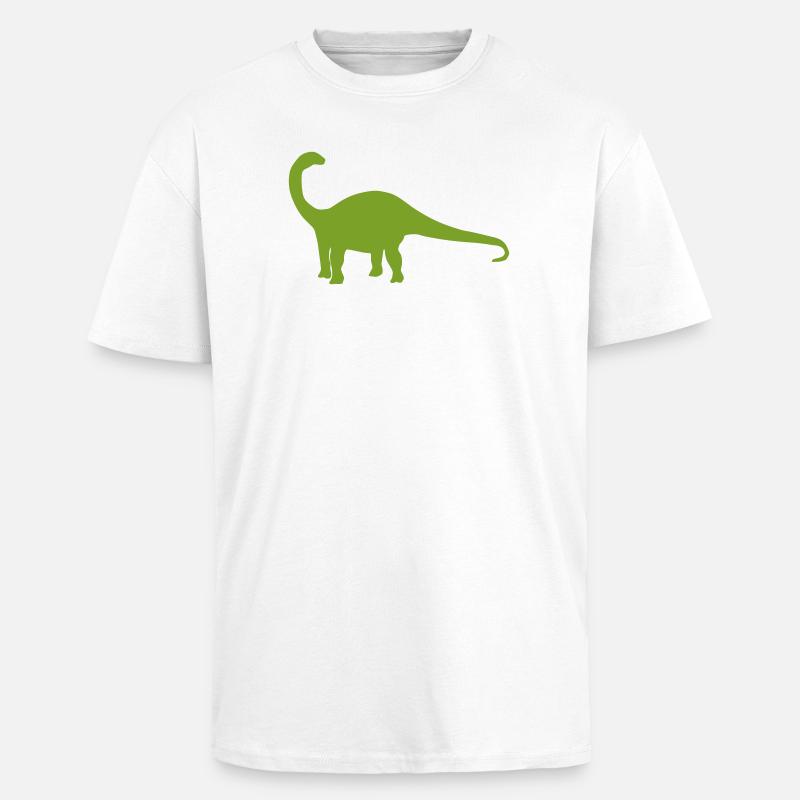 Dinosaur Silhouette Green - Unisex Oversized Heavyweight T-shirt - white