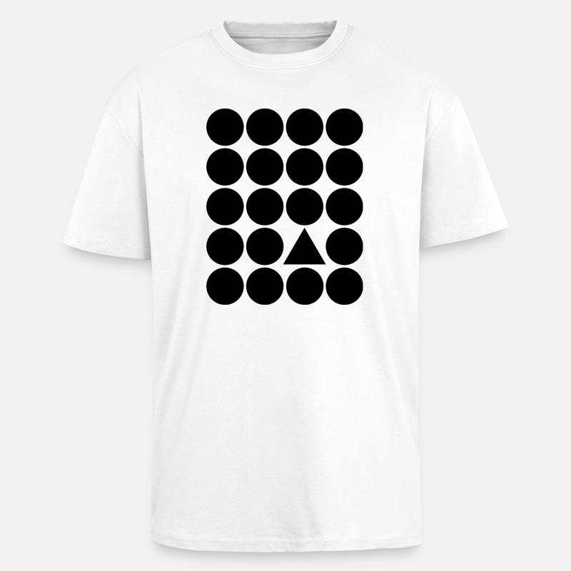 Geometric Grid Triangle Accent T-Shirt - Unisex Oversized Heavyweight T-shirt - white