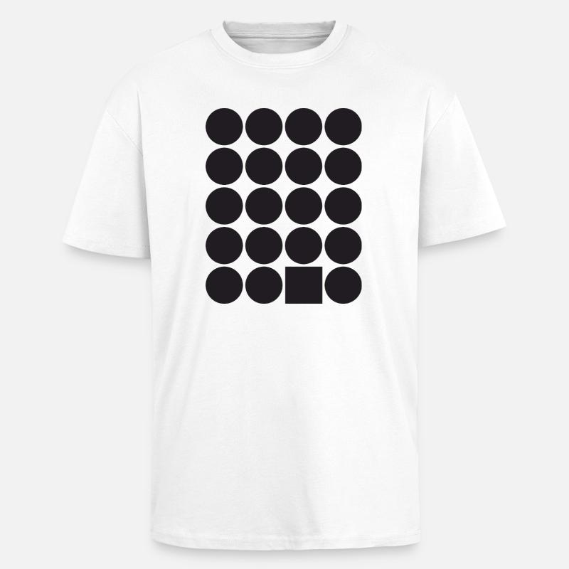 Geometric Dot Grid with a Square - Unisex Oversized Heavyweight T-shirt - white