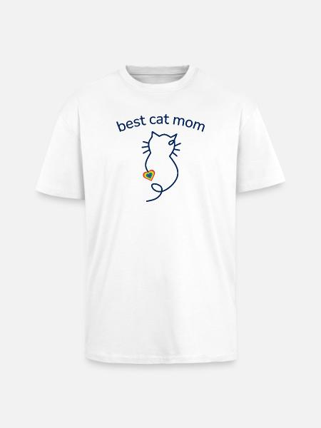 Best Cat Mom Regenbogenherz - Oversized Heavyweight Unisex T-Shirt - Weiß