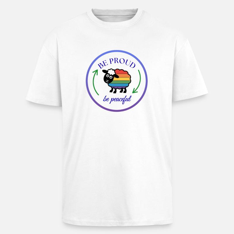 Pride Regenbogen-Schaf: Stolz und Friedlich - Oversized Heavyweight Unisex T-Shirt - Weiß