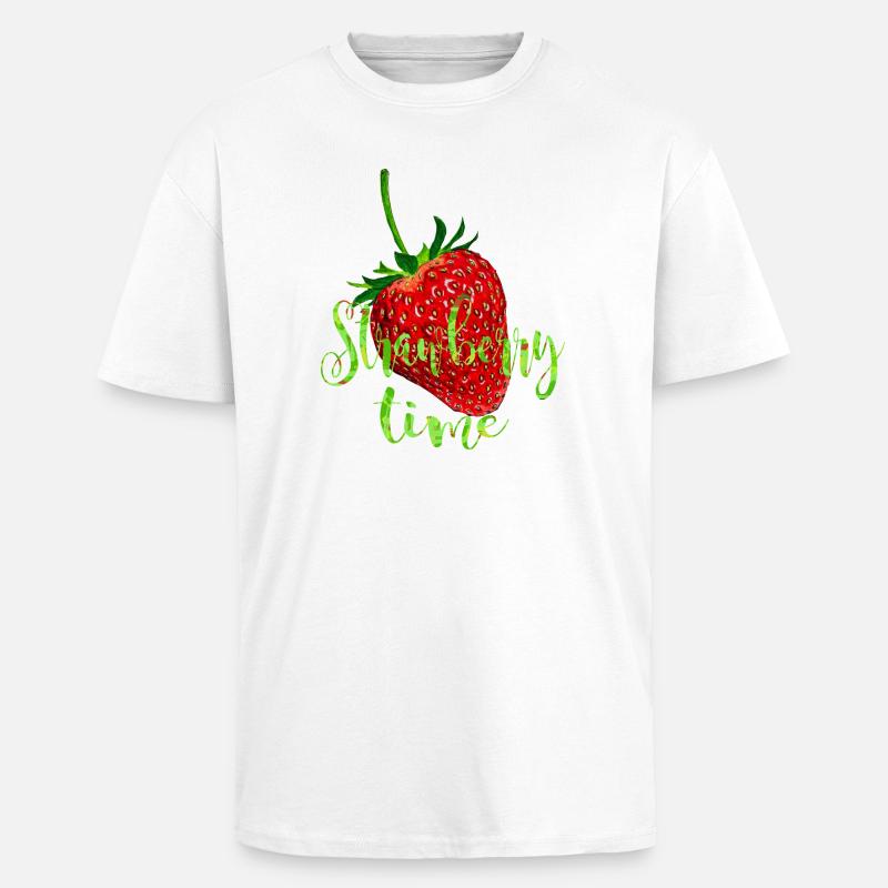 Fraise avec expression - T-shirt unisexe oversize épais - blanc