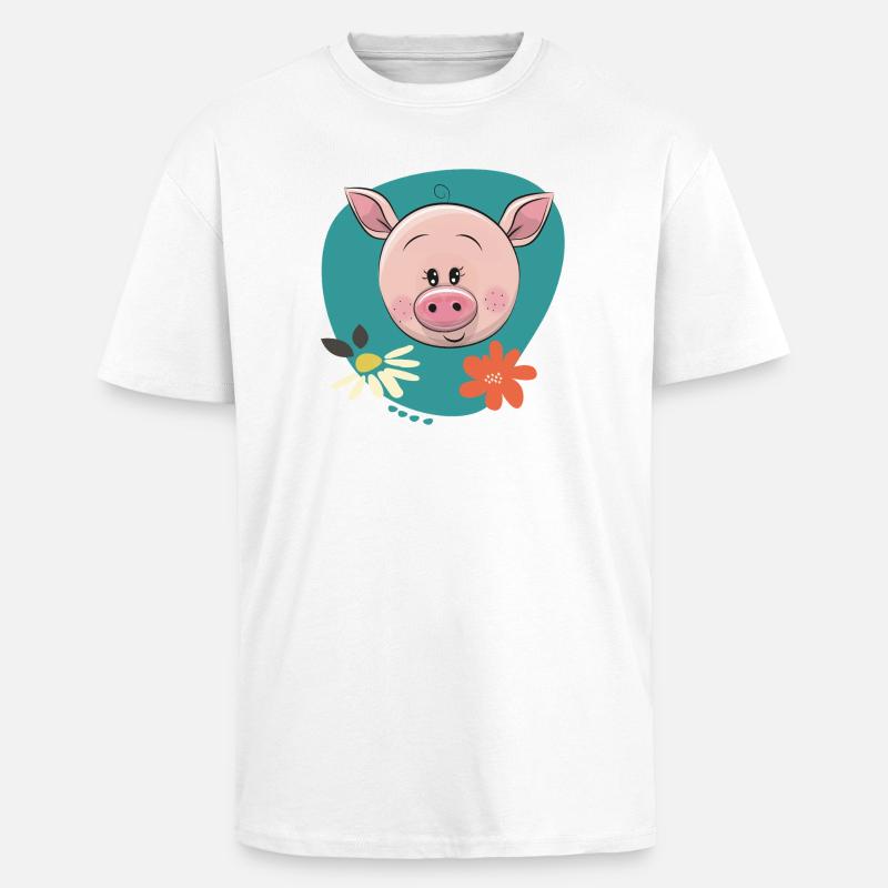 Cochon mignon - T-shirt unisexe oversize épais - blanc