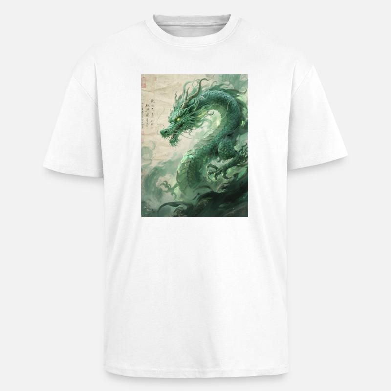 Der Smaragdwächter: Qinglong – Ewige Kraft - Oversized Heavyweight Unisex T-Shirt - Weiß