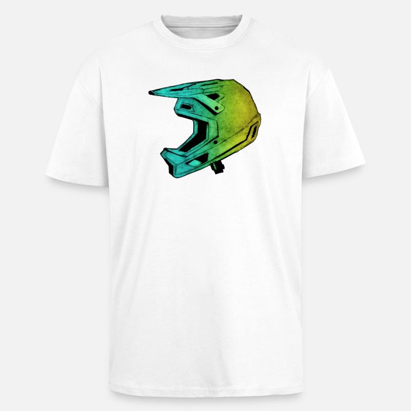 MTB FullFace Helm - handgeschnitzte Druckvorlage - Oversized Heavyweight Unisex T-Shirt - Weiß