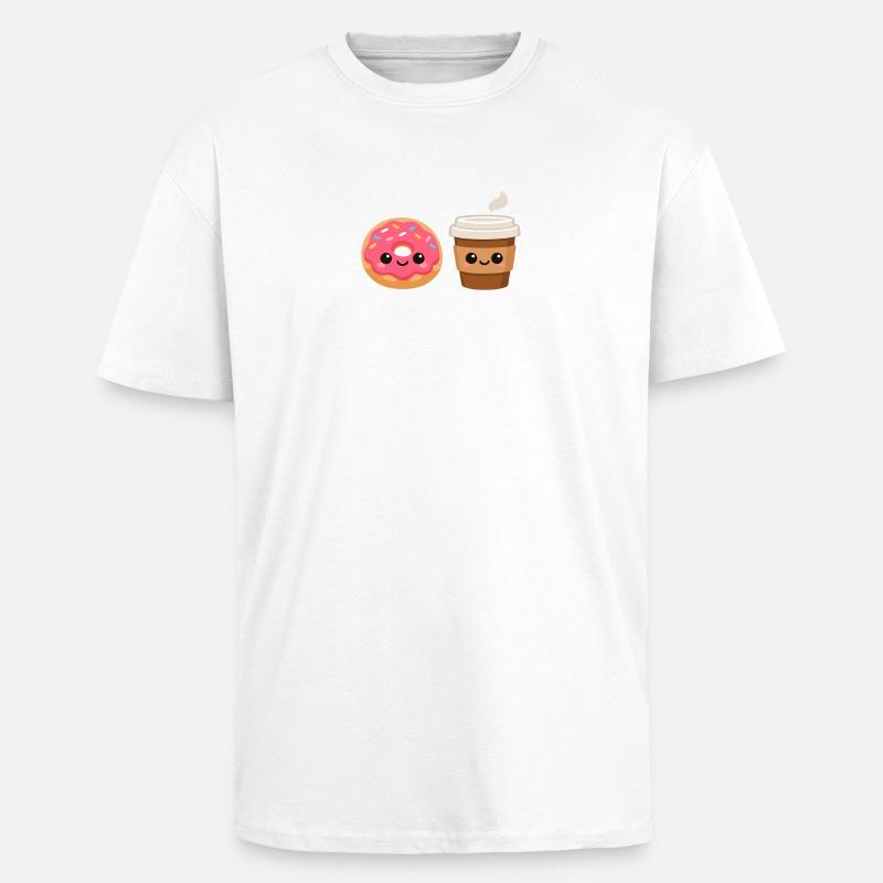 Donut- und Kaffeefreunde - Oversized Heavyweight Unisex T-Shirt - Weiß