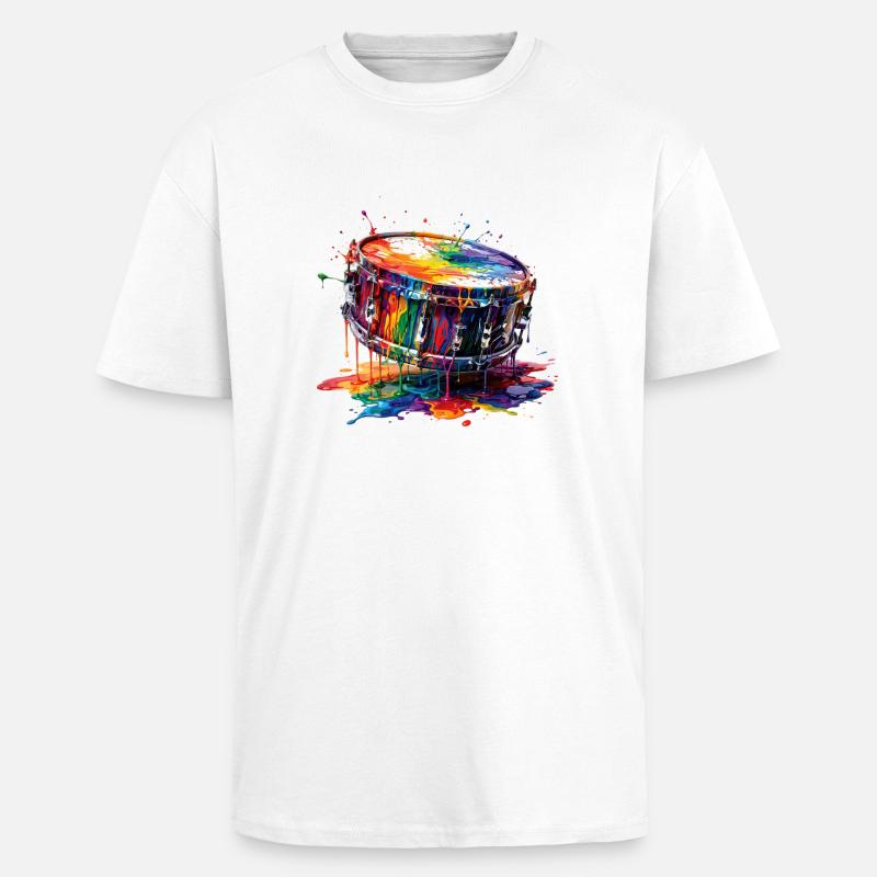 Snaredrum mit tropfender Farbe - Oversized Heavyweight Unisex T-Shirt - Weiß