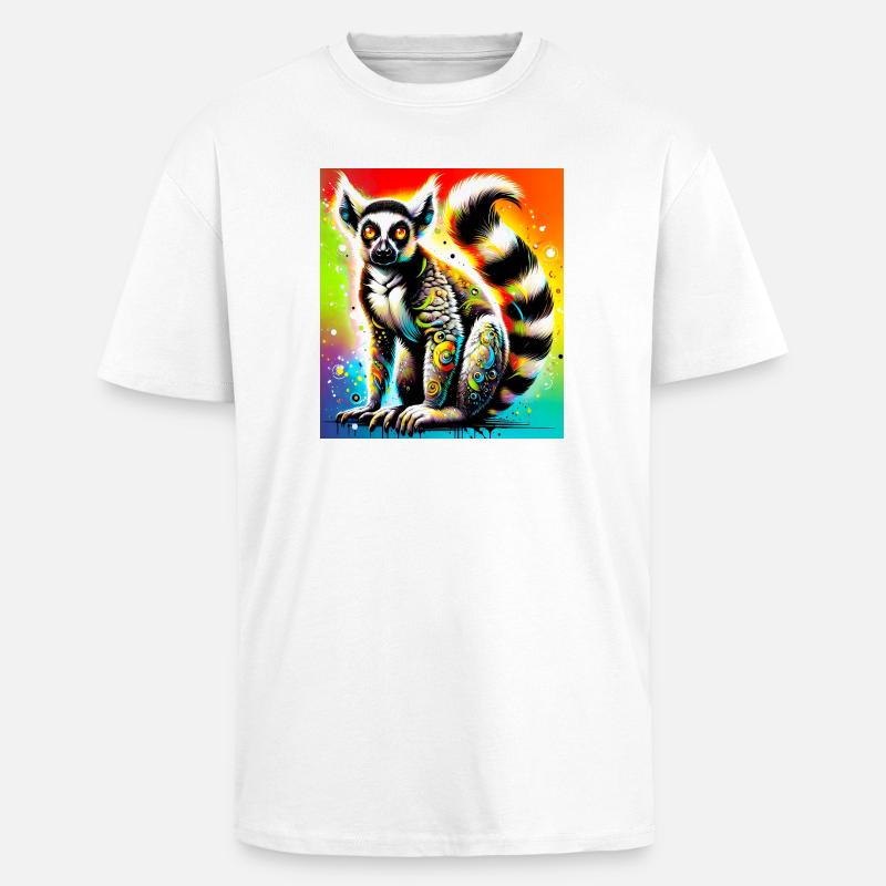 Lemur - Oversized Heavyweight Unisex T-Shirt - Weiß