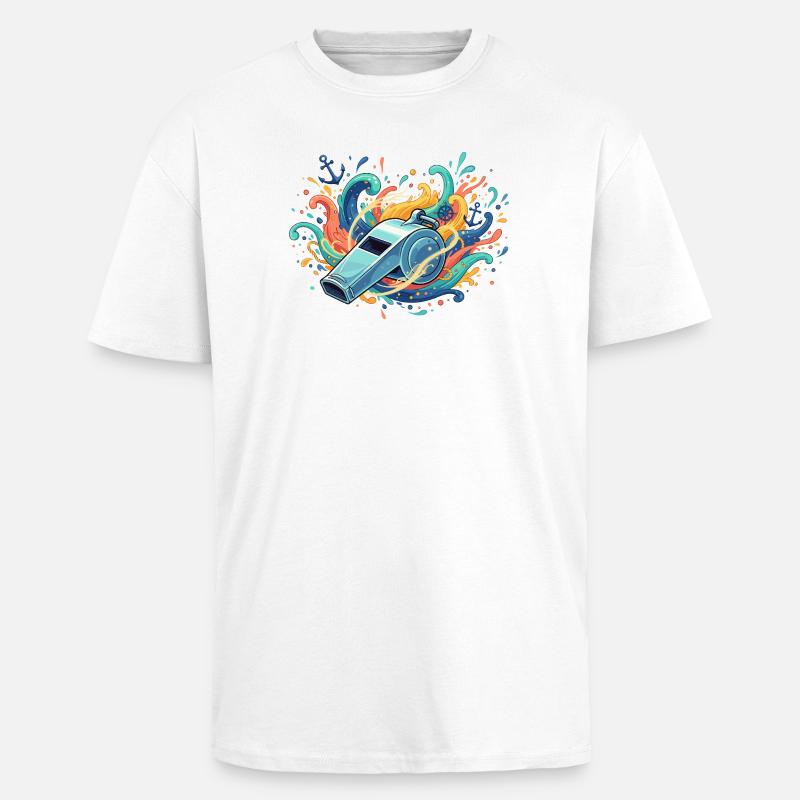 Maritime Pfeife im Farbschwall - Oversized Heavyweight Unisex T-Shirt - Weiß