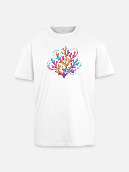 Farbenfrohes Korallenmuster - Oversized Heavyweight Unisex T-Shirt - Weiß