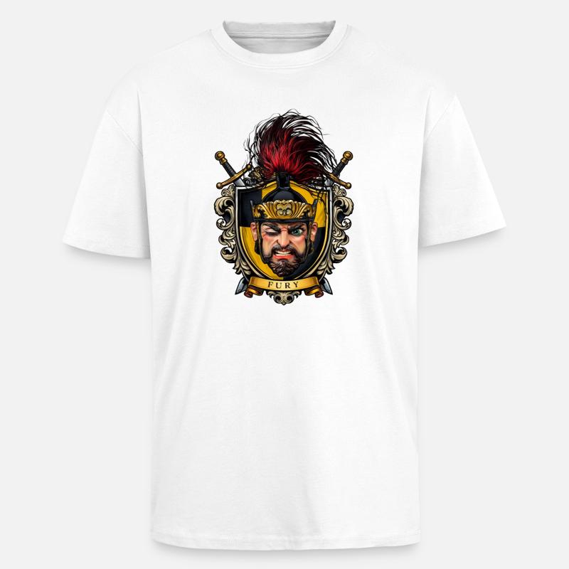 Fury Shield Warrior Crest - Unisex Oversized Heavyweight T-shirt - white