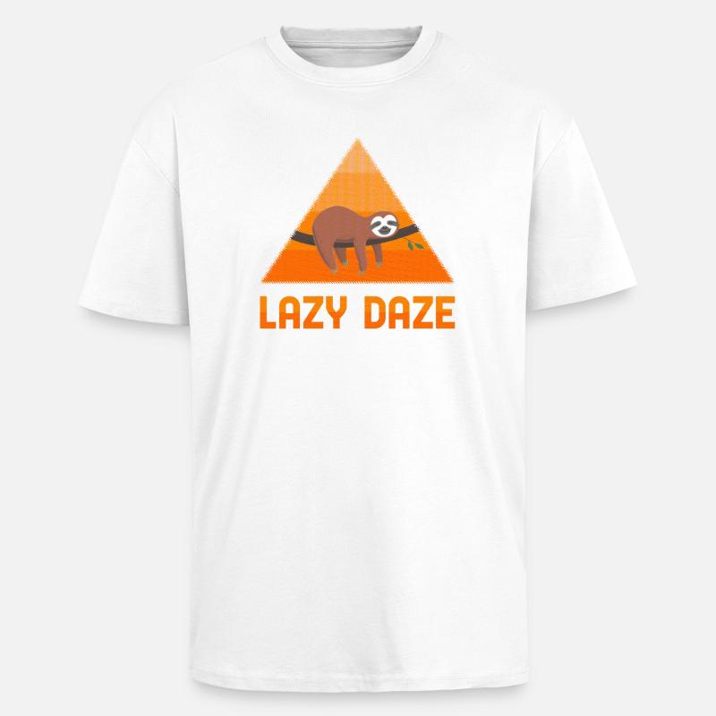 Lazy Daze Sloth Rétro Chill Vibes - T-shirt unisexe oversize épais - blanc