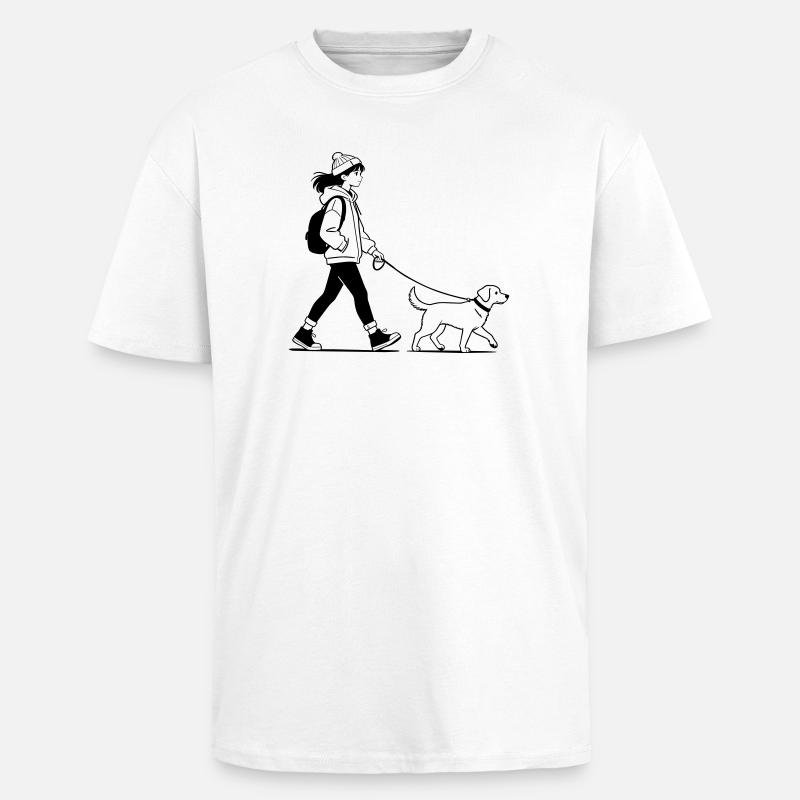 Gassi gehen mit dem Hund - Oversized Heavyweight Unisex T-Shirt - Weiß