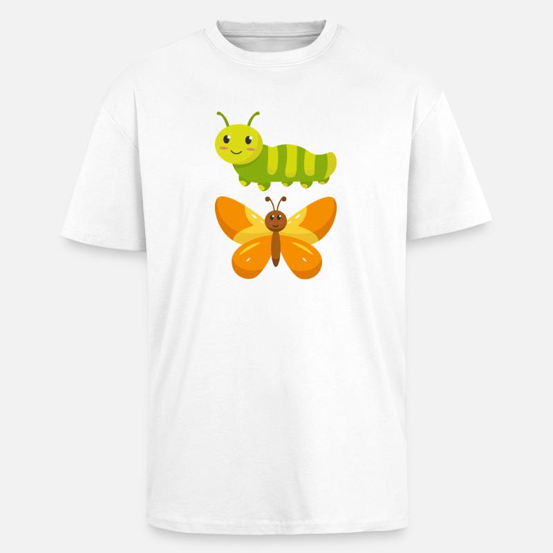 De la chenille au papillon - T-shirt unisexe oversize épais - blanc