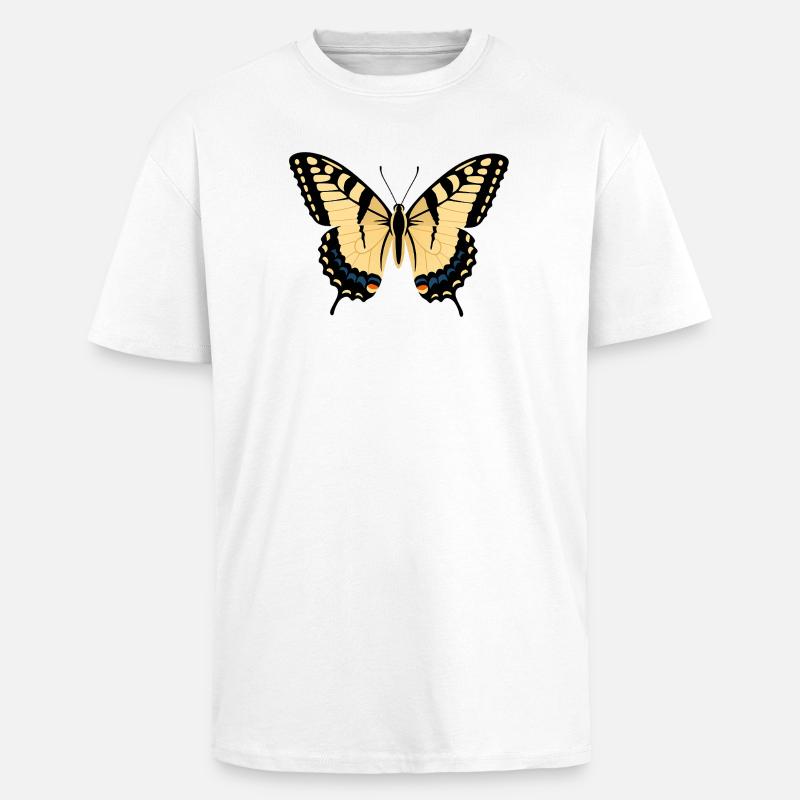 Ailes de papillon noir jaune - T-shirt unisexe oversize épais - blanc