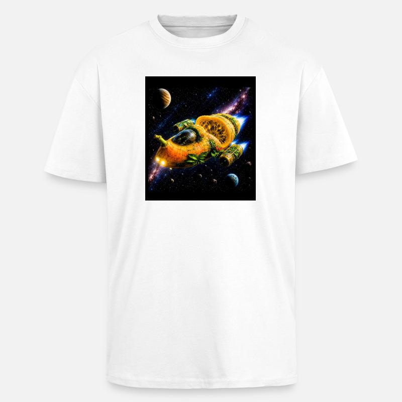 Aventure spatiale Citrus - T-shirt unisexe oversize épais - blanc