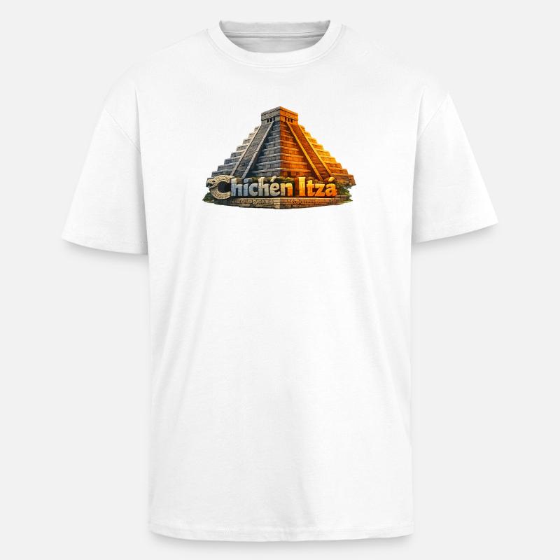 Chichen Itza Pyramid Serpent - Unisex Oversized Heavyweight T-shirt - white
