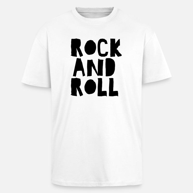 Rock'n'Roll-Logo mit Distressed - Oversized Heavyweight Unisex T-Shirt - Weiß