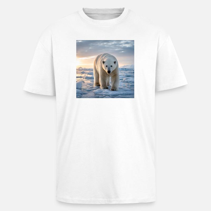 Arktischer Eisbär auf Eis - Oversized Heavyweight Unisex T-Shirt - Weiß
