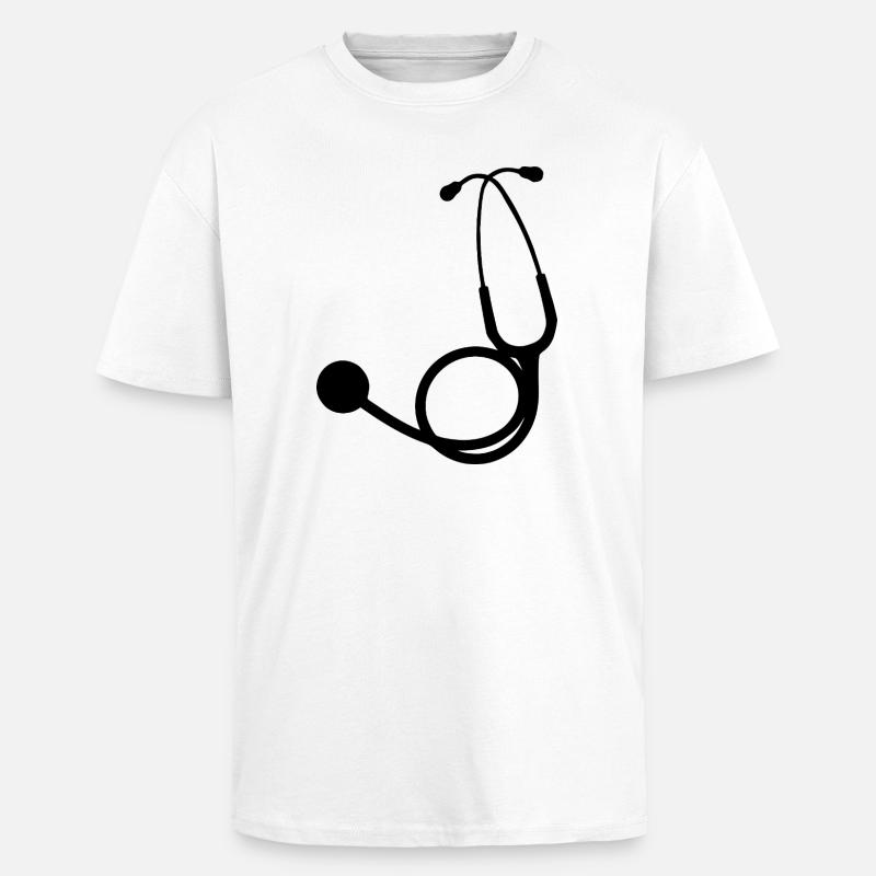 Stethoscope black - Unisex Oversized Heavyweight T-shirt - white