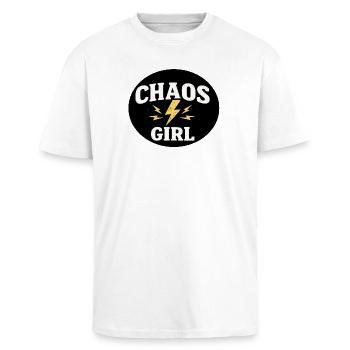 Chaos Girl - T-shirt unisexe oversize épais - blanc - Devant - Alina (178cm) & Michal (187cm)