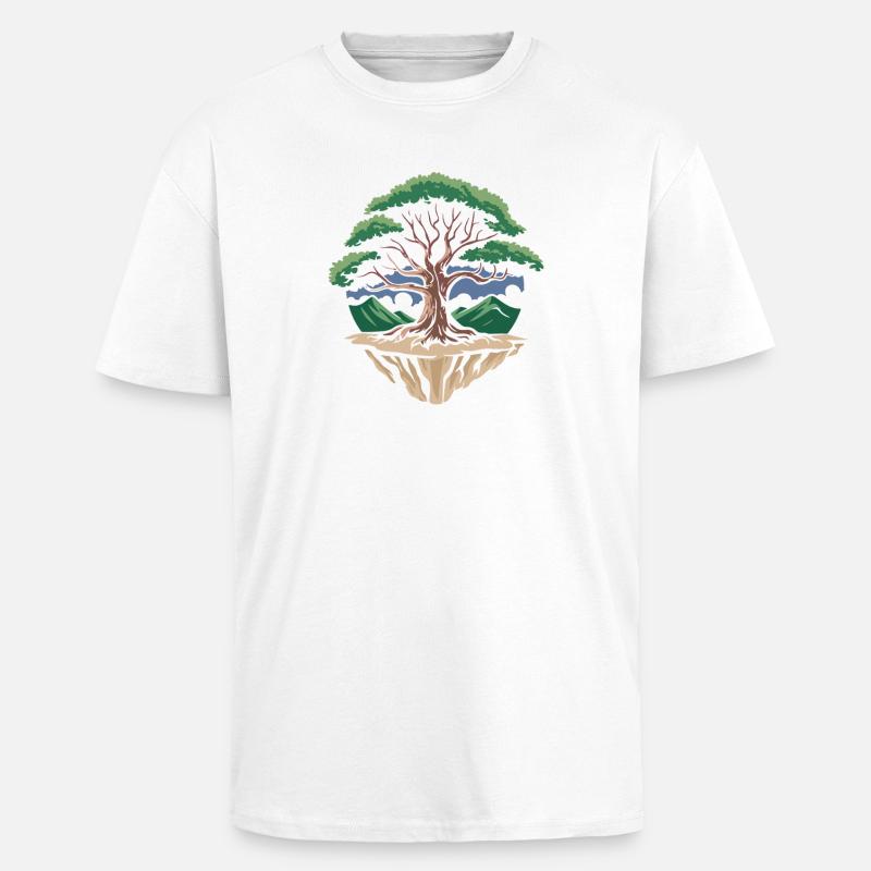Bauminsel Kreislandschaft - Oversized Heavyweight Unisex T-Shirt - Weiß