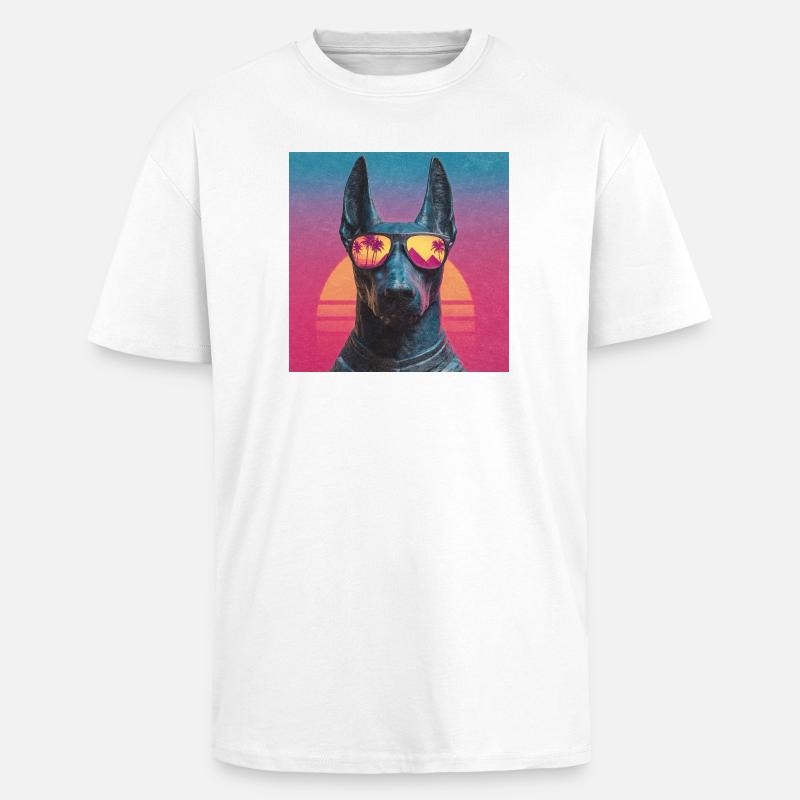 Anubis Synthwave - God on Vacation - Unisex Oversized Heavyweight T-shirt - white