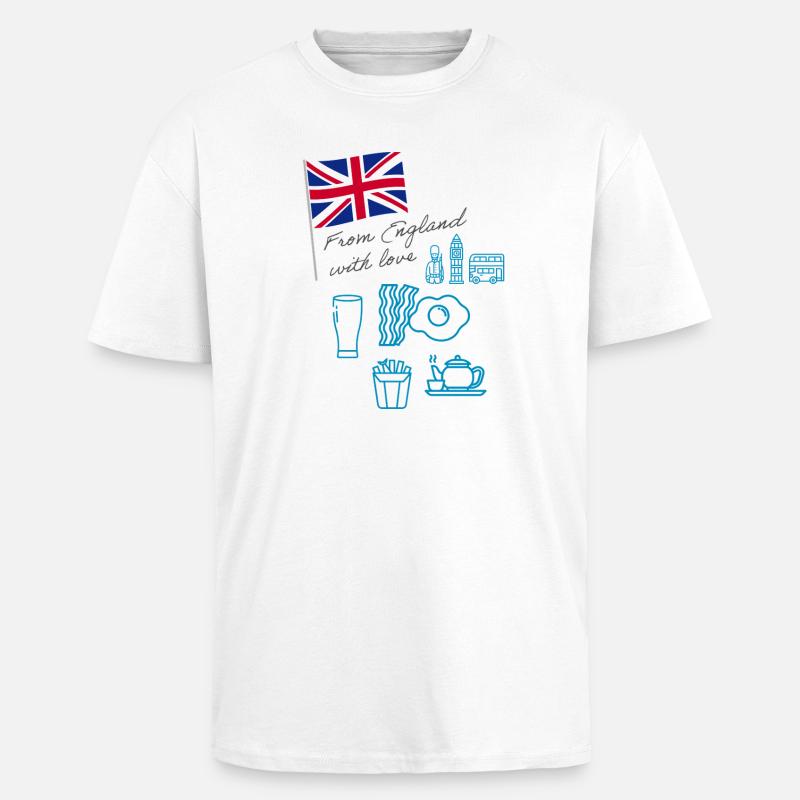 EXANGLIA (Blau + Grauer Text) - Oversized Heavyweight Unisex T-Shirt - Weiß