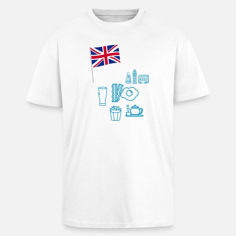 EXANGLIA (Blue + White Text) - Unisex Oversized Heavyweight T-shirt - white