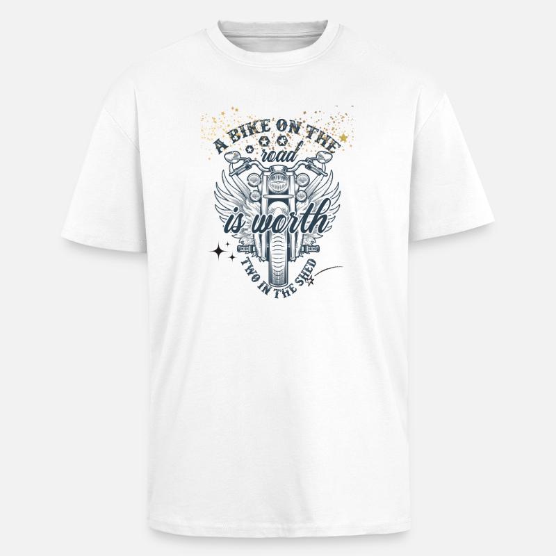 Moto ailée sur route libre - T-shirt unisexe oversize épais - blanc