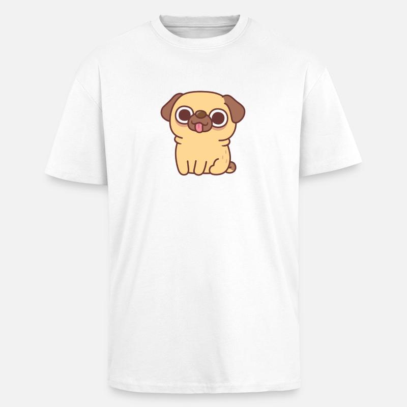Niedlicher sitzender Reh-Mops - Oversized Heavyweight Unisex T-Shirt - Weiß