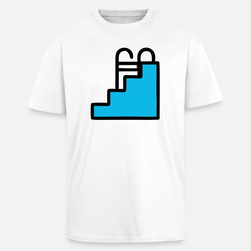 Icône de piscine Échelle de piscine - T-shirt unisexe oversize épais - blanc