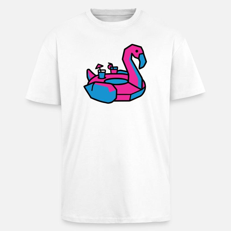 Flamingo Schwimmtier Pool Party - Oversized Heavyweight Unisex T-Shirt - Weiß