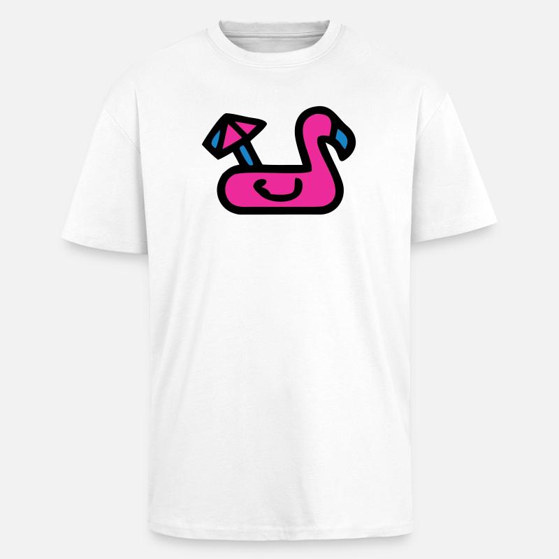 Flamingo Luftmatratze Retro - Oversized Heavyweight Unisex T-Shirt - Weiß