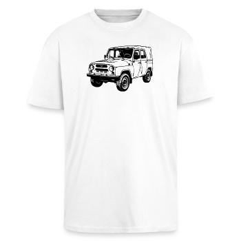 Véhicule tout-terrain UAZ - T-shirt unisexe oversize épais - blanc - Devant - Alina (178cm) & Michal (187cm)