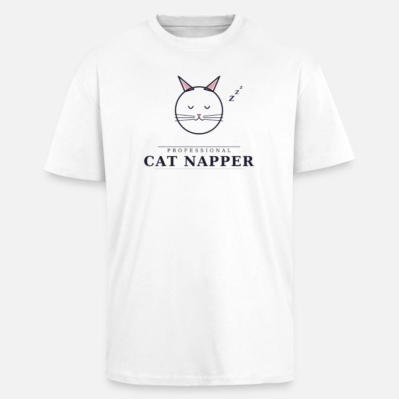 Professional Cat Napper - Unisex Oversized Heavyweight T-shirt - white
