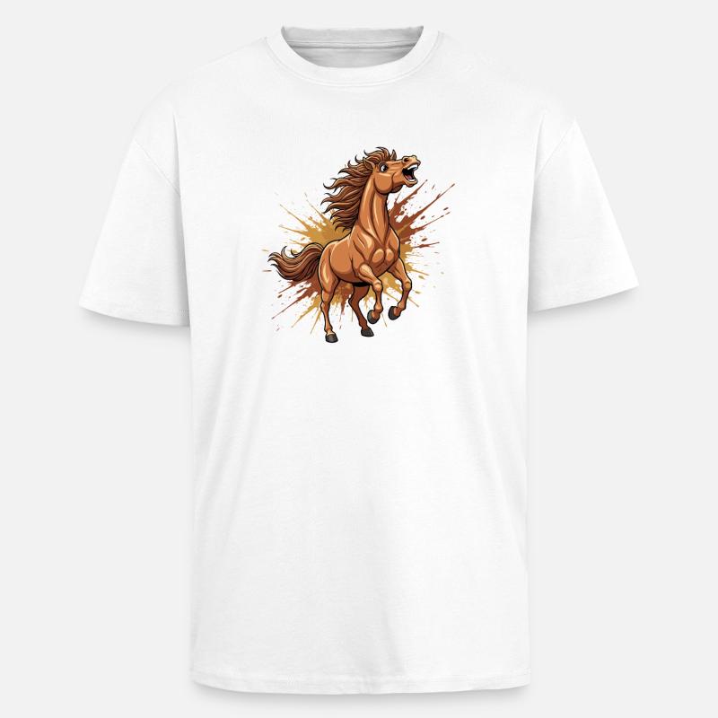 Wildes Pferd im Farbschwall - Oversized Heavyweight Unisex T-Shirt - Weiß