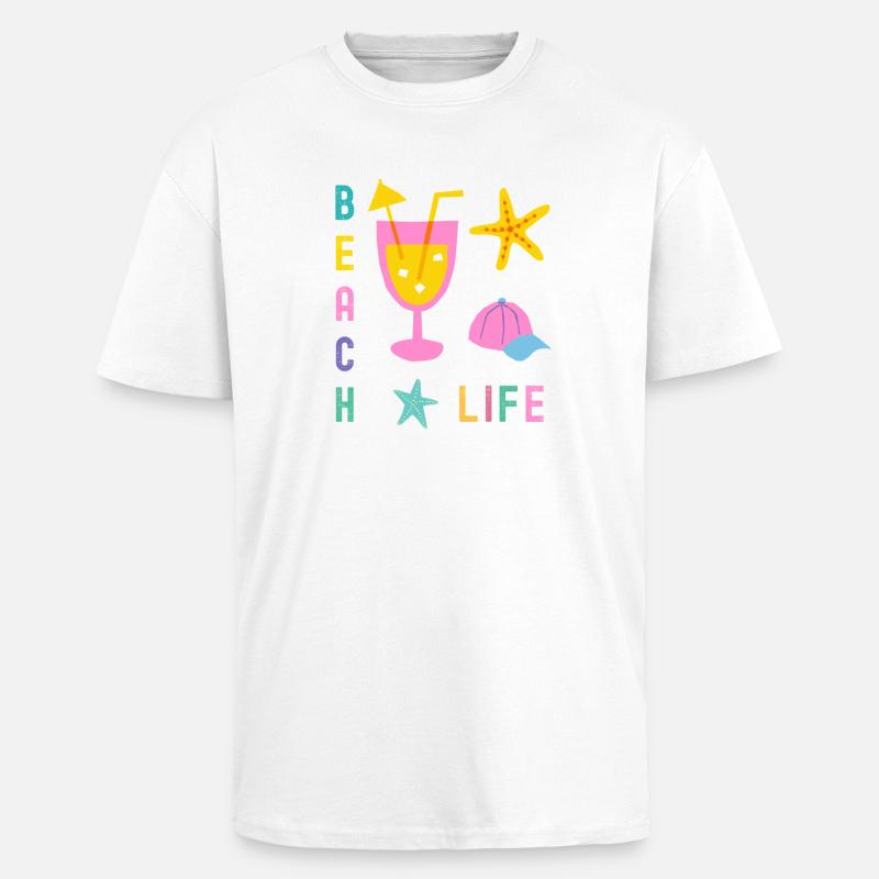 Vie de plage style été - T-shirt unisexe oversize épais - blanc
