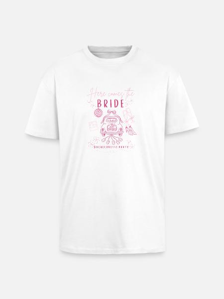 Brautparty Pink: Junggesellenabschied Braut Bride - Oversized Heavyweight Unisex T-Shirt - Weiß